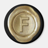 ワックスシールモノグラム磁石 – 金ゴールド-はっきりしたスタイル- マグネット (正面)