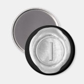 ワックスシールモノグラム磁石 – 銀 – はっきりしたスタイル- マグネット (正面/裏面)