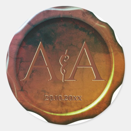 ワックスシールモノグラム結婚のシール ラウンドシール (正面)