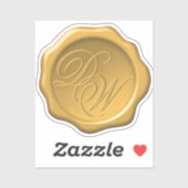 ワックスシールモノグラム金ゴールド黄色結婚書道 シール (シート)
