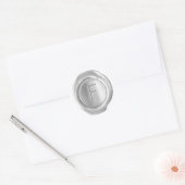 ワックスシールモノグラム – シルバー – モダンスリムF - ラウンドシール (封筒)