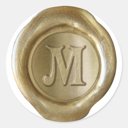 ワックスシールモノグラム – 金ゴールドビクトリアン- M - ラウンドシール (正面)