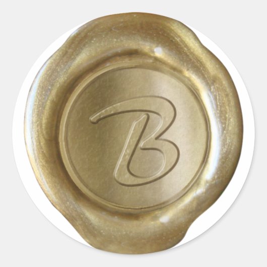 ワックスシールモノグラム – 金ゴールド芸術的- B - ラウンドシール (正面)