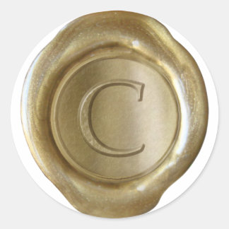 ワックスシールモノグラム – 金ゴールド- Serif C - ラウンドシール