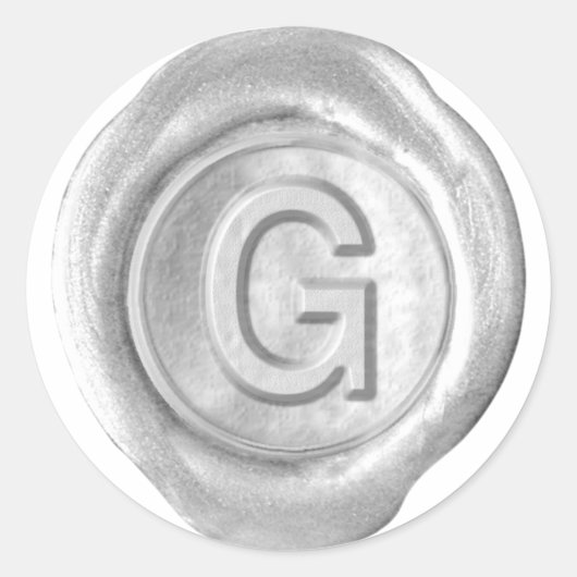 ワックスシールモノグラム – 銀はっきりした- G - ラウンドシール (正面)