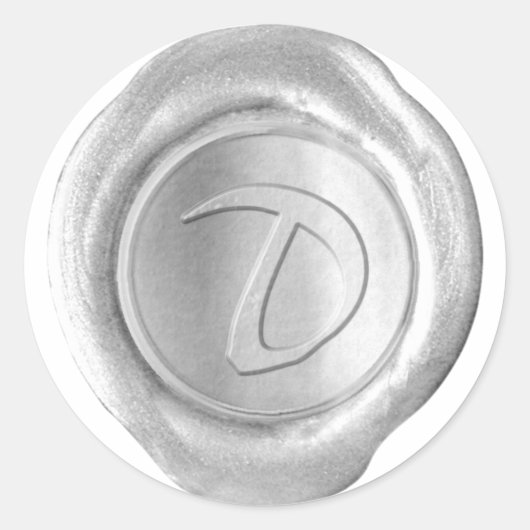 ワックスシールモノグラム – 銀芸術的-スタイルD - ラウンドシール (正面)