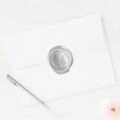 ワックスシールモノグラム – Silver - Serif M - ラウンドシール (封筒)