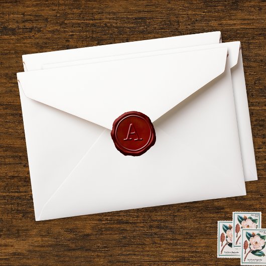 ワックスシールレッドモノグラム初期 ラウンドシール