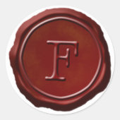 ワックスシールレッドモノグラムFイニシャル ラウンドシール (正面)