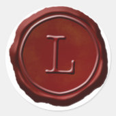 ワックスシールレッドモノグラムLイニシャル ラウンドシール (正面)