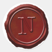 ワックスシールレッドモノグラムNイニシャル ラウンドシール (正面)