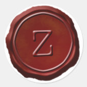 ワックスシールレッドモノグラムZイニシャル ラウンドシール (正面)