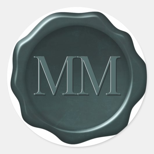 ワックスシール効果のエメラルドグリーン、 ラウンドシール (正面)