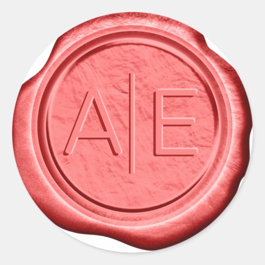 ワックスシール結婚のアクセントイニシャル緋色ID475 ラウンドシール (正面)