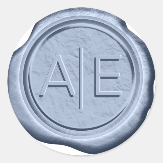 ワックスシール結婚ズアクセントイニシャルカデットブルーID515 ラウンドシール (正面)