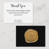 ワックスシール金ゴールド花悔やみや弔慰サンキューカード ノートカード (正面/裏面)