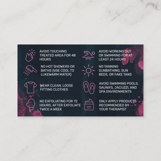 ワックスパープルピンクアフターケアカード 名刺 (裏面)