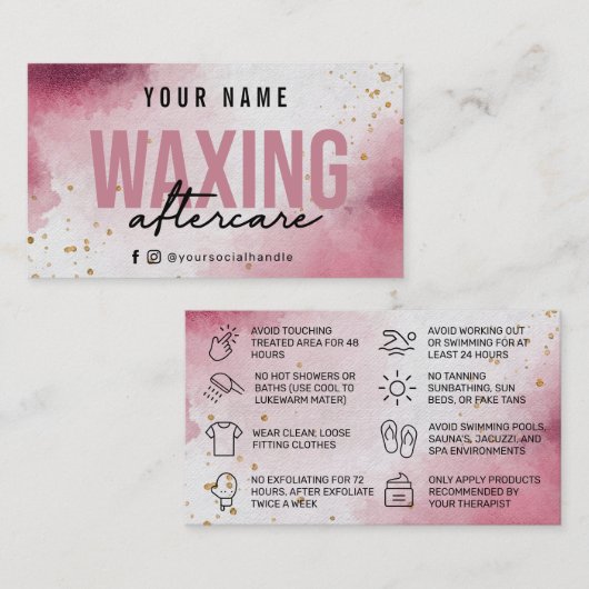ワックスパープルピンクアフターケアカード 名刺 (正面/裏面)