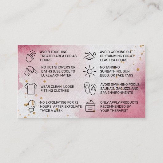 ワックスパープルピンクアフターケアカード 名刺 (裏面)