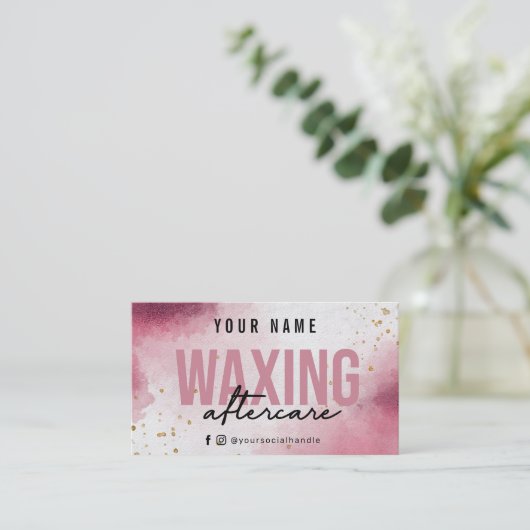 ワックスパープルピンクアフターケアカード 名刺 (スタンド正面)