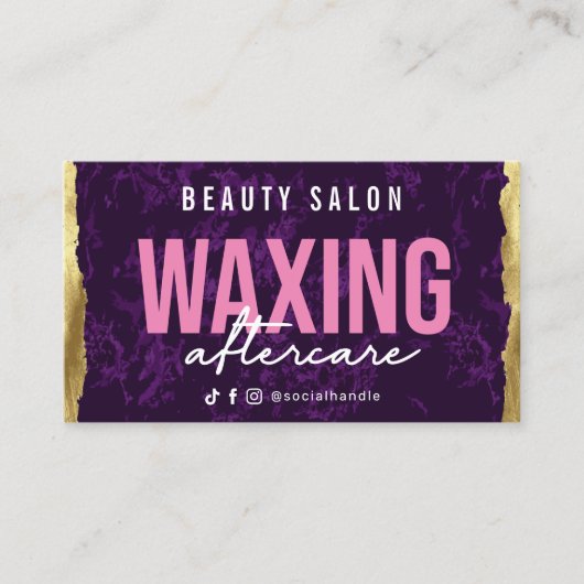 ワックスパープル金ゴールドアフターケアカード 名刺 (正面)