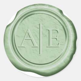 ワックスフェイクの結婚イニシャルモスグリーンID956 ラウンドシール