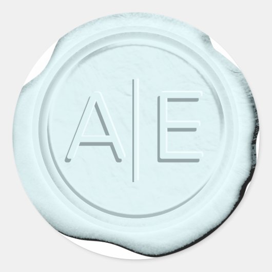 ワックスフェイクの結婚イニシャルLt Blue ID968 ラウンドシール (正面)