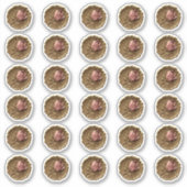 ワックスフェイクスタンプ封筒用シール金ゴールドピンクローズフラワー シール (正面)