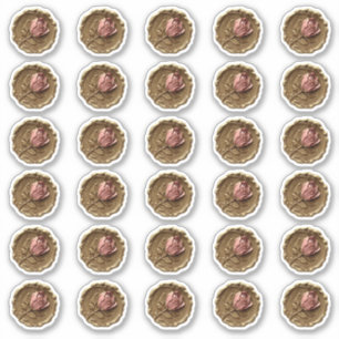 ワックスフェイクスタンプ封筒用シール金ゴールドピンクローズフラワー シール