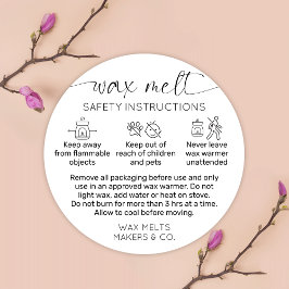 ワックスメルト警告ズのラベルモダンスクリプト白黒 ラウンドシール