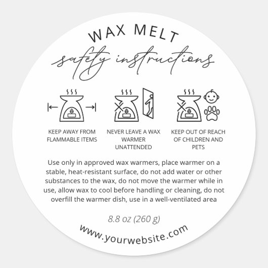 ワックスメルト警告レーベルワックスウォーマ気にー指示 ラウンドシール (正面)