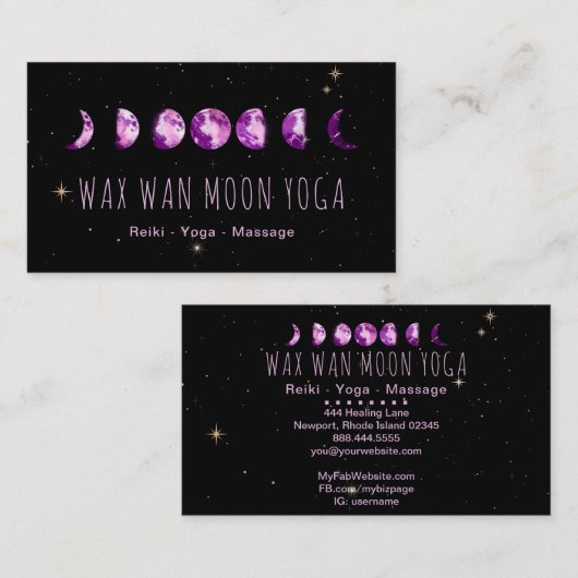 *~*ワックスワンスター紫の月の月のフェーズ 名刺 (正面/裏面)