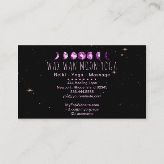 *~*ワックスワンスター紫の月の月のフェーズ 名刺 (裏面)