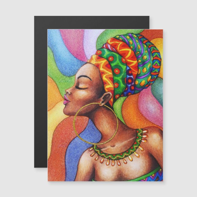 ワックス布付きアフリカ伝統的人女性 (正面/裏面)