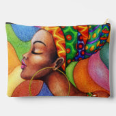 ワックス布付きアフリカ伝統的人女性 アクセサリーポーチ (裏面)