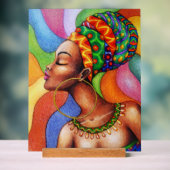 ワックス布付きアフリカ伝統的人女性 アクリルサイン (ニュートラル)