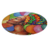 ワックス布付きアフリカ伝統的人女性 カッティングボード (角)