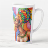 ワックス布付きアフリカ伝統的人女性 カフェラテマグ (右)