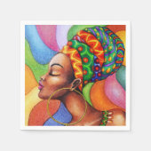 ワックス布付きアフリカ伝統的人女性 スタンダードカクテルナプキン (正面)