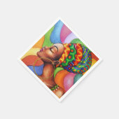 ワックス布付きアフリカ伝統的人女性 スタンダードカクテルナプキン (角)