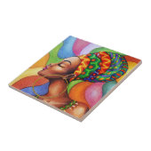 ワックス布付きアフリカ伝統的人女性 タイル (側面)