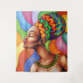 ワックス布付きアフリカ伝統的人女性 タペストリー (正面)