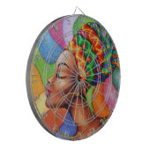 ワックス布付きアフリカ伝統的人女性 ダーツボード (正面左)