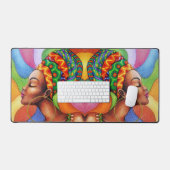 ワックス布付きアフリカ伝統的人女性 デスクマット (キーボード&マウス)