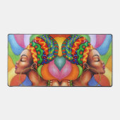 ワックス布付きアフリカ伝統的人女性 デスクマット (正面)