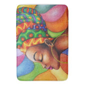 ワックス布付きアフリカ伝統的人女性 バスマット (正面縦)