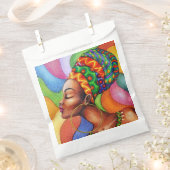 ワックス布付きアフリカ伝統的人女性 フェイバーバッグ (クリップ留めされた状態)