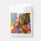 ワックス布付きアフリカ伝統的人女性 フェイバーバッグ (正面)