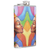 ワックス布付きアフリカ伝統的人女性 フラスク (右)