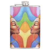 ワックス布付きアフリカ伝統的人女性 フラスク (正面)